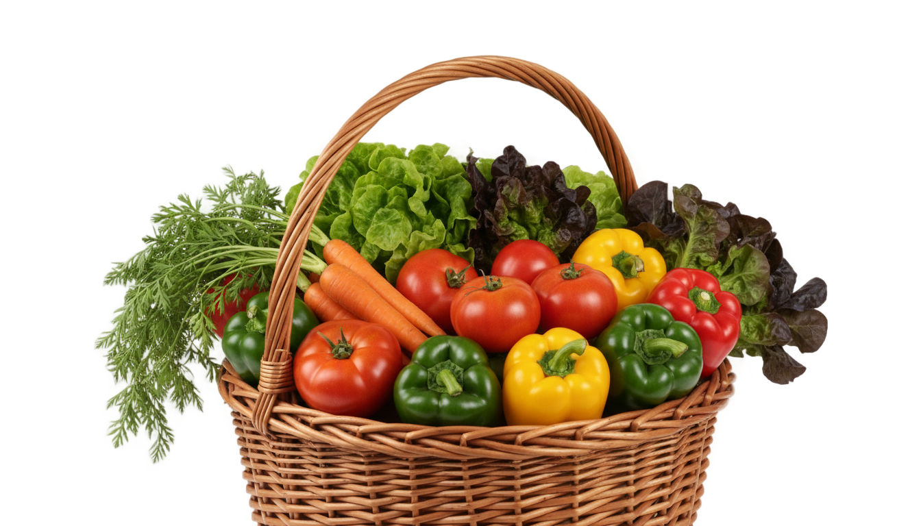 basket of vegetables png PNG transparent background