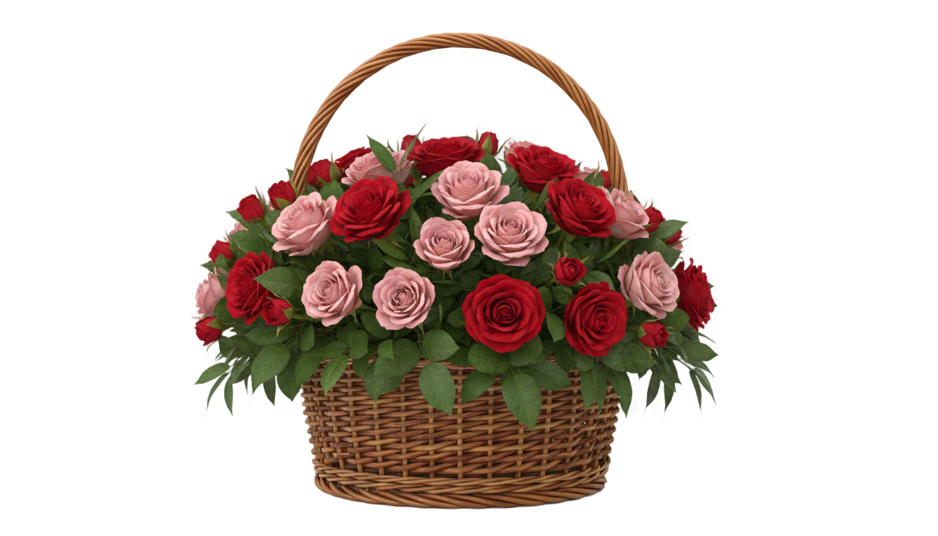 rose flower basket png PNG transparent background
