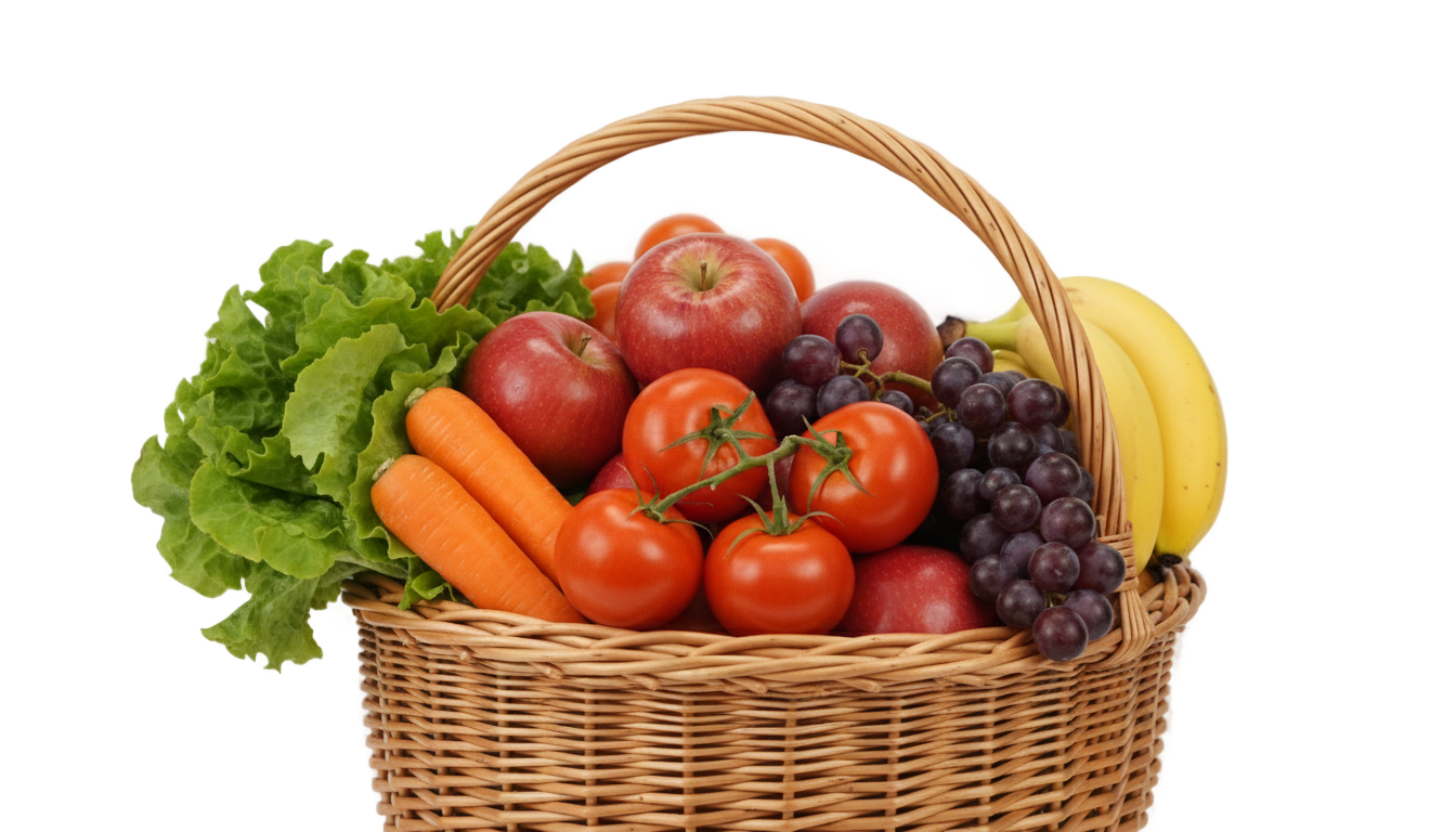 fruits and vegetables basket png PNG transparent background