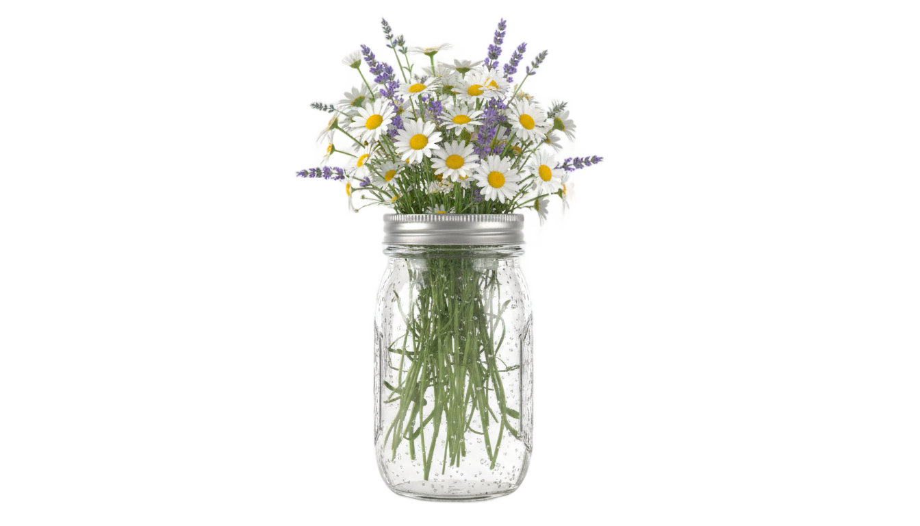 mason jar with flowers png PNG transparent background