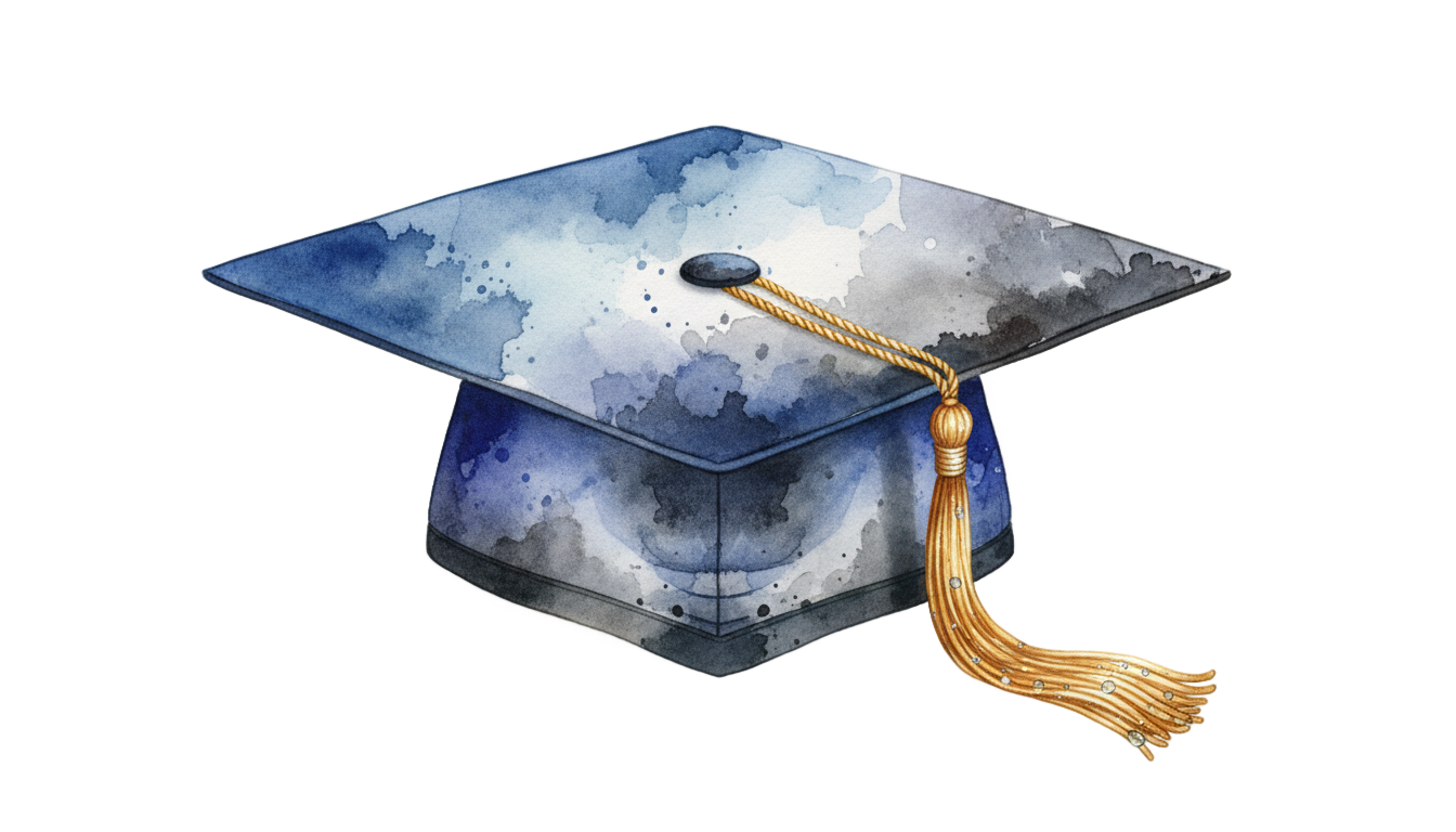 watercolor graduation cap png PNG transparent background