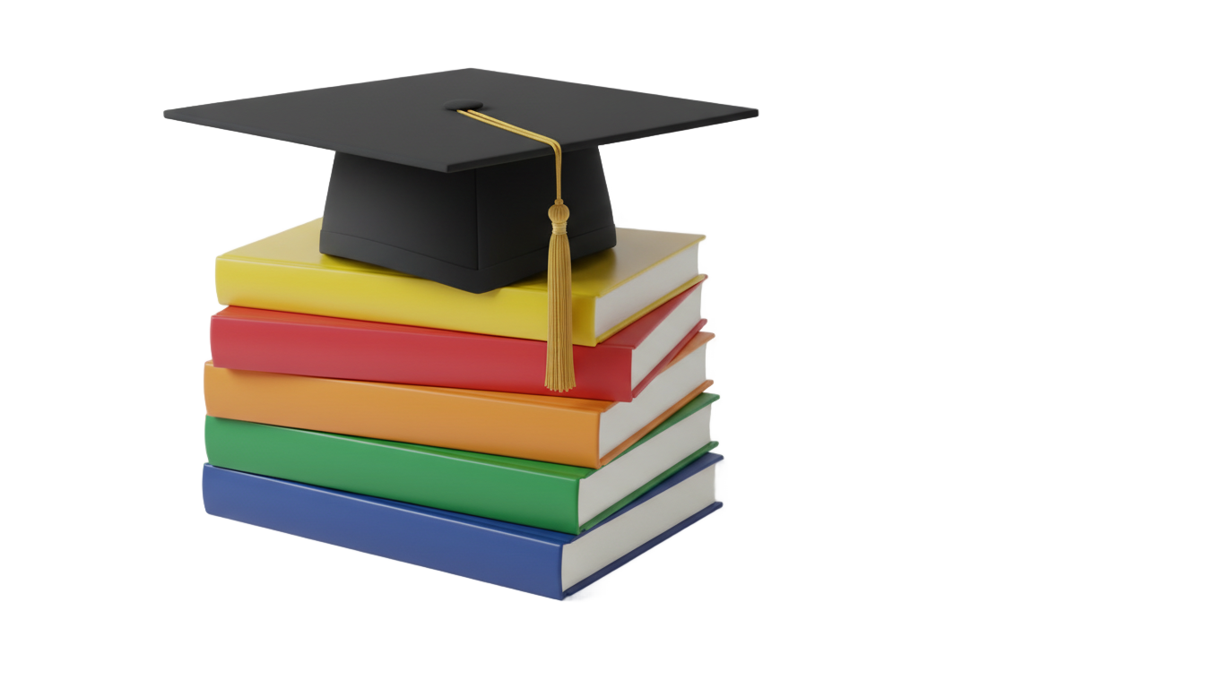graduation cap with books png PNG transparent background