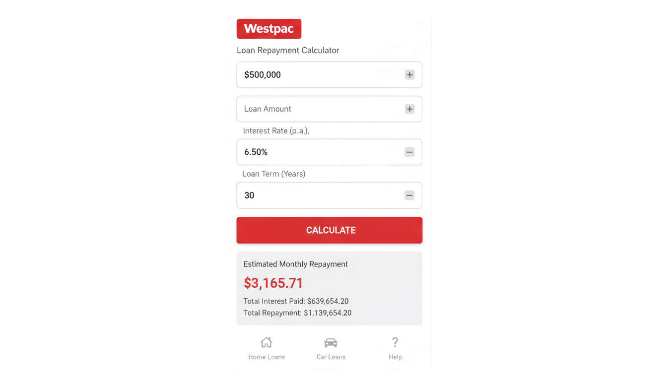 westpac png loan calculator PNG transparent background