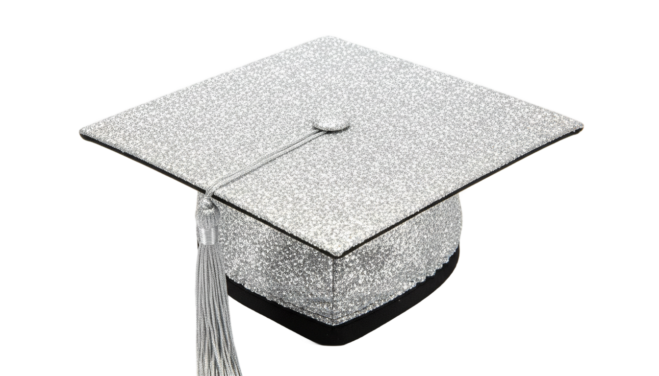 silver glitter graduation cap png PNG transparent background