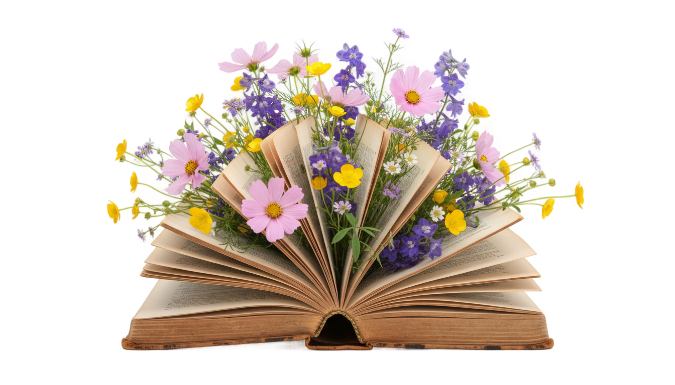 book with flowers png PNG transparent background