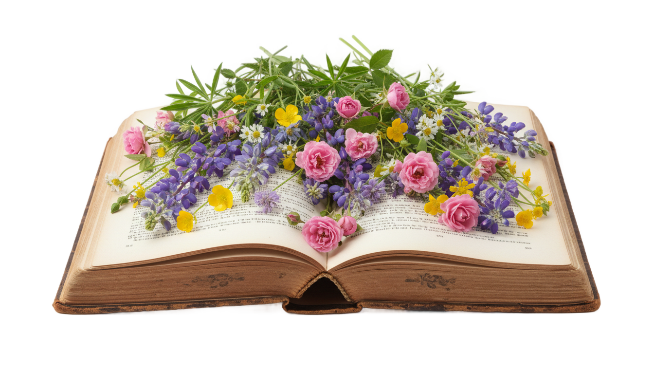book with flowers png PNG transparent background