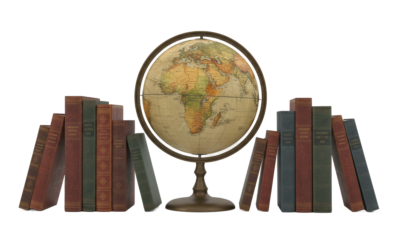 globe with books png PNG transparent background