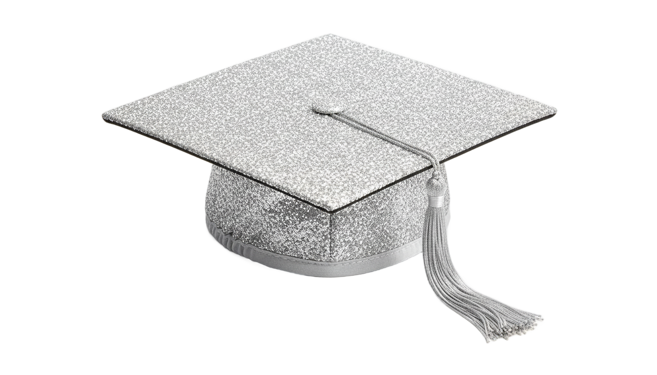 silver glitter graduation cap png PNG transparent background