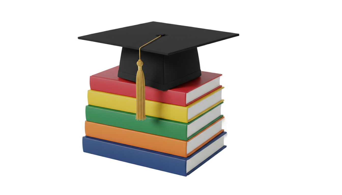 graduation cap with books png PNG transparent background