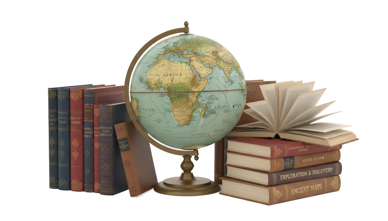 globe with books png PNG transparent background