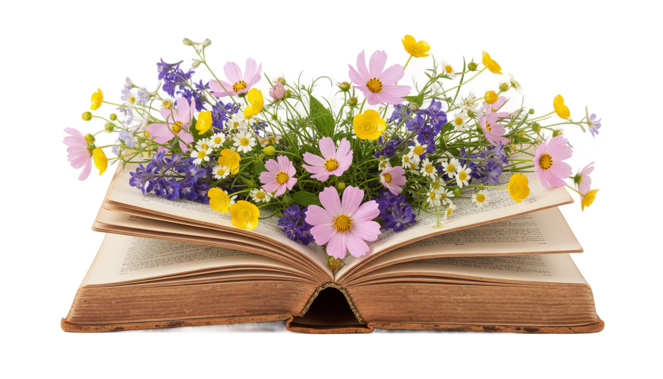 book with flowers png PNG transparent background