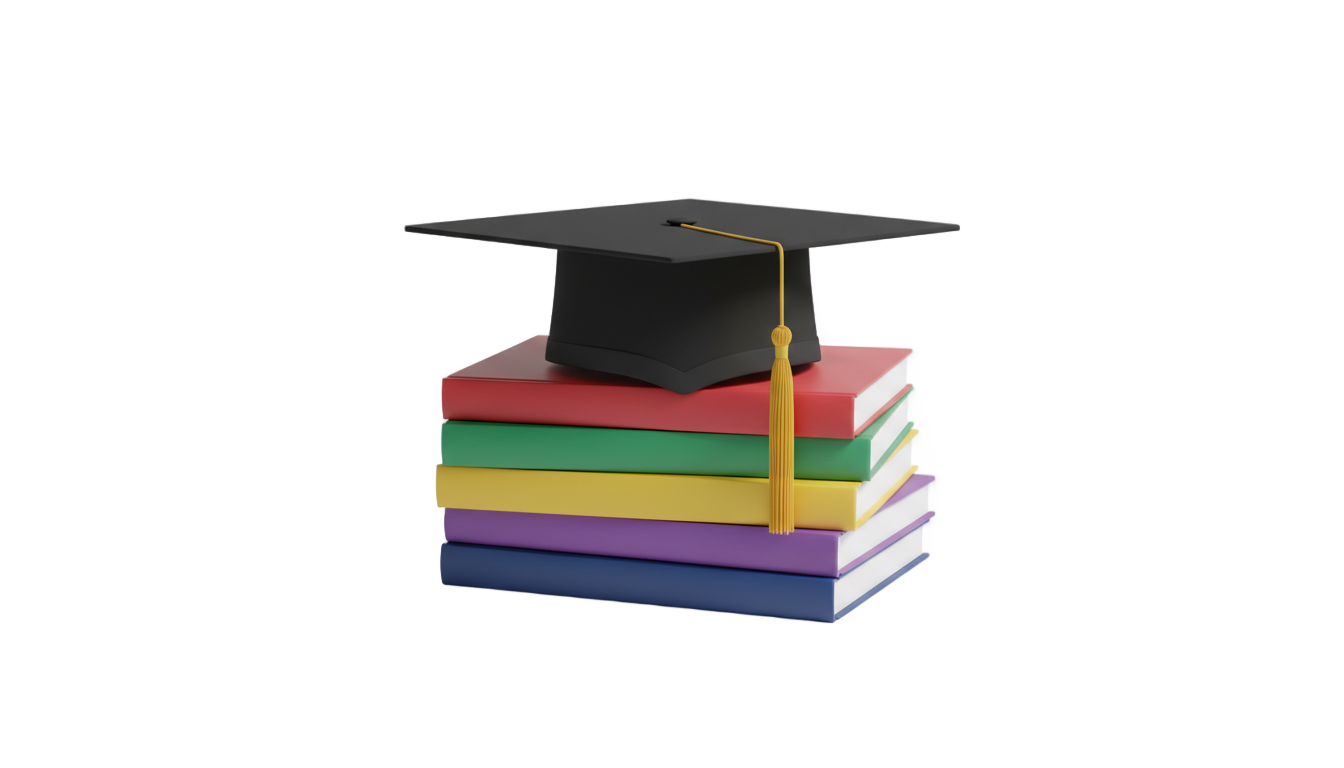 graduation cap with books png PNG transparent background