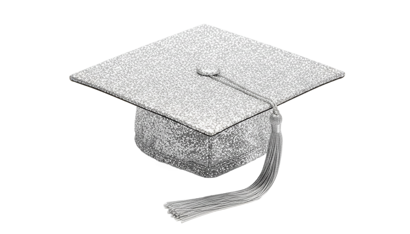 silver glitter graduation cap png PNG transparent background