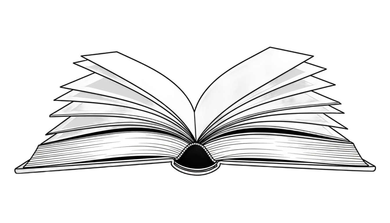 book png black and white PNG transparent background