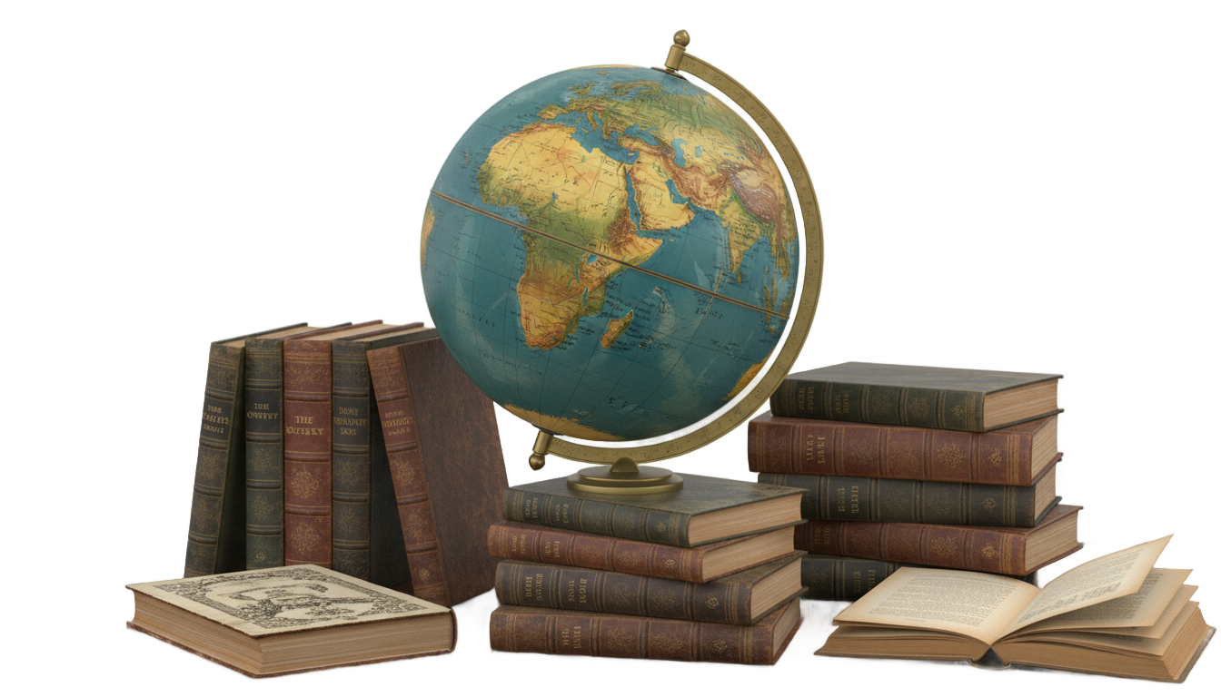 globe with books png PNG transparent background