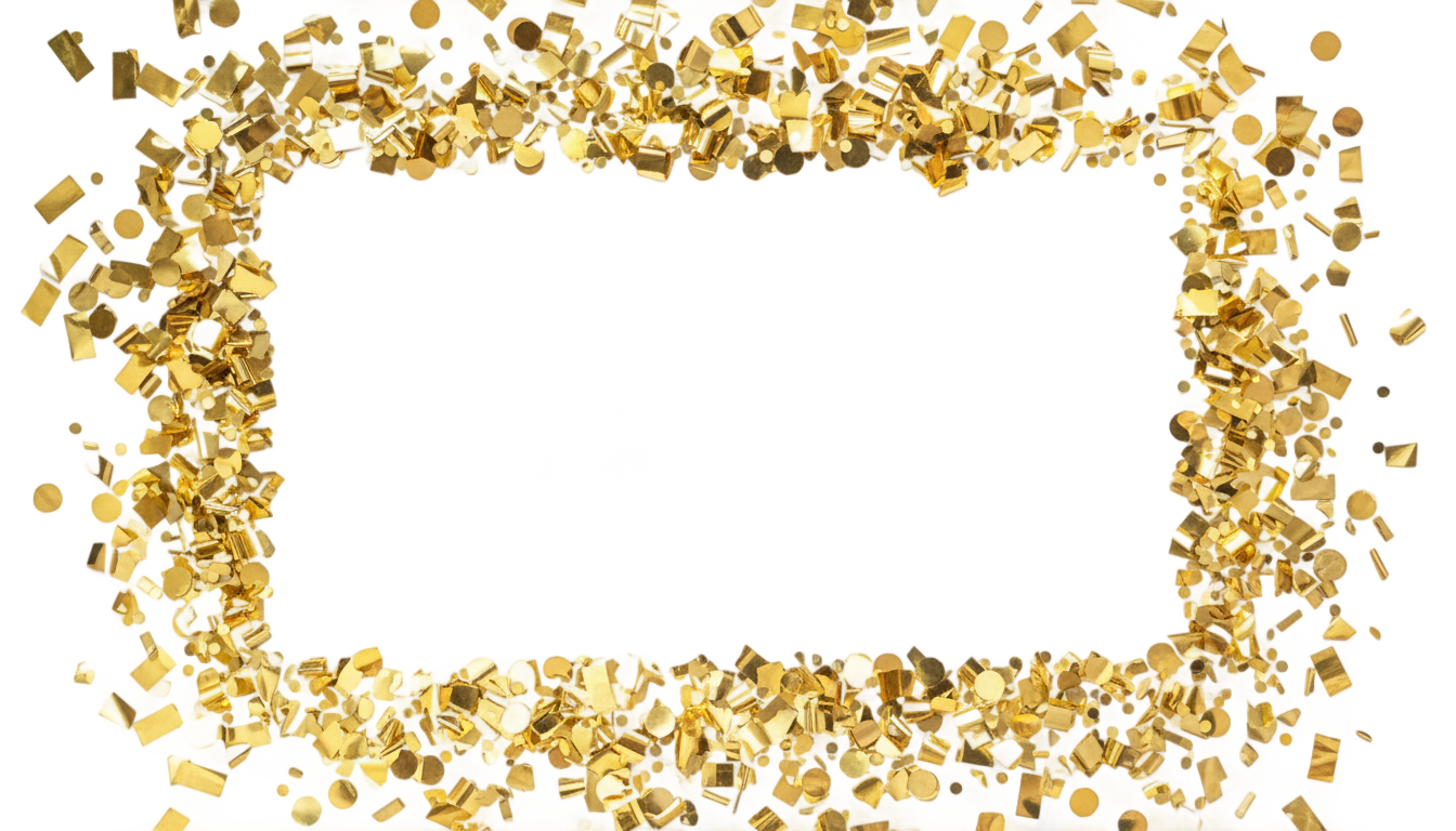 gold confetti border png PNG transparent background