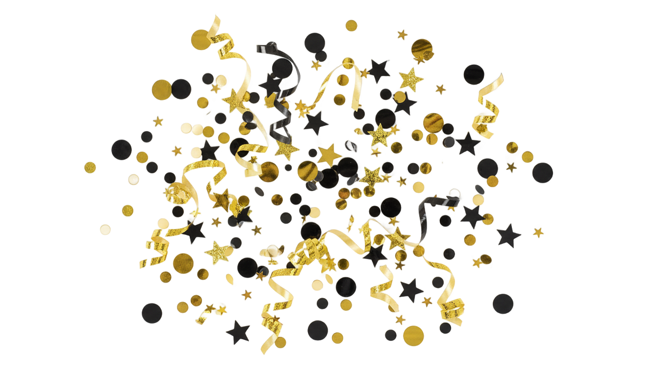 black and gold confetti png PNG transparent background