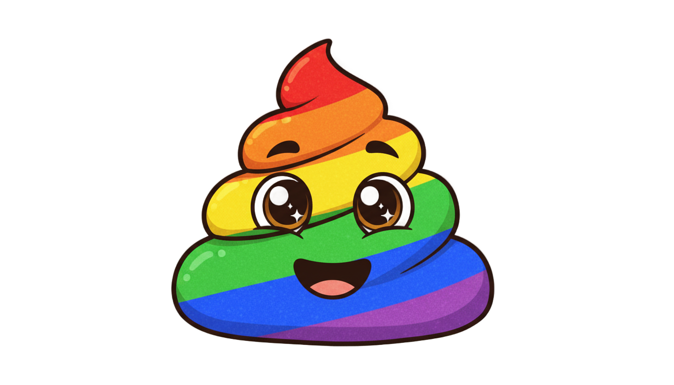 rainbow poop emoji png PNG transparent background