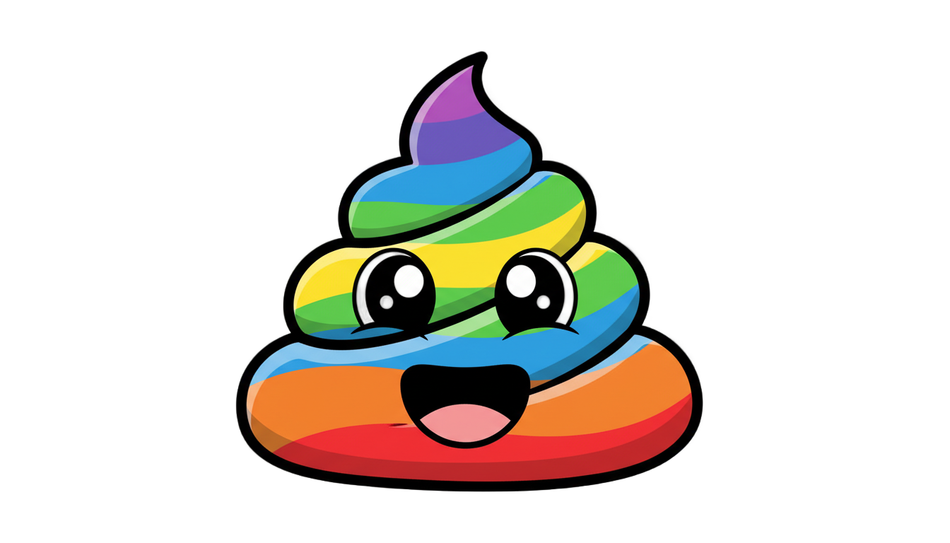 rainbow poop emoji png PNG transparent background