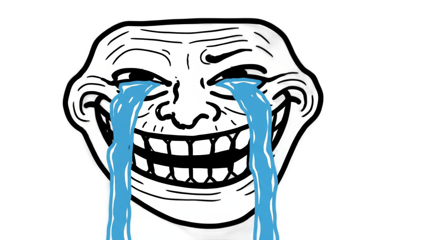 troll face crying png PNG transparent background