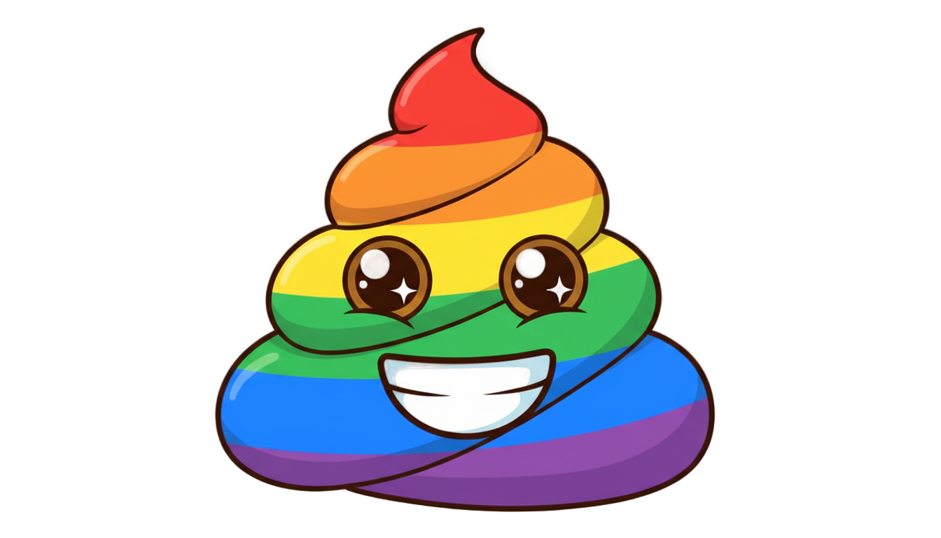 rainbow poop emoji png PNG transparent background