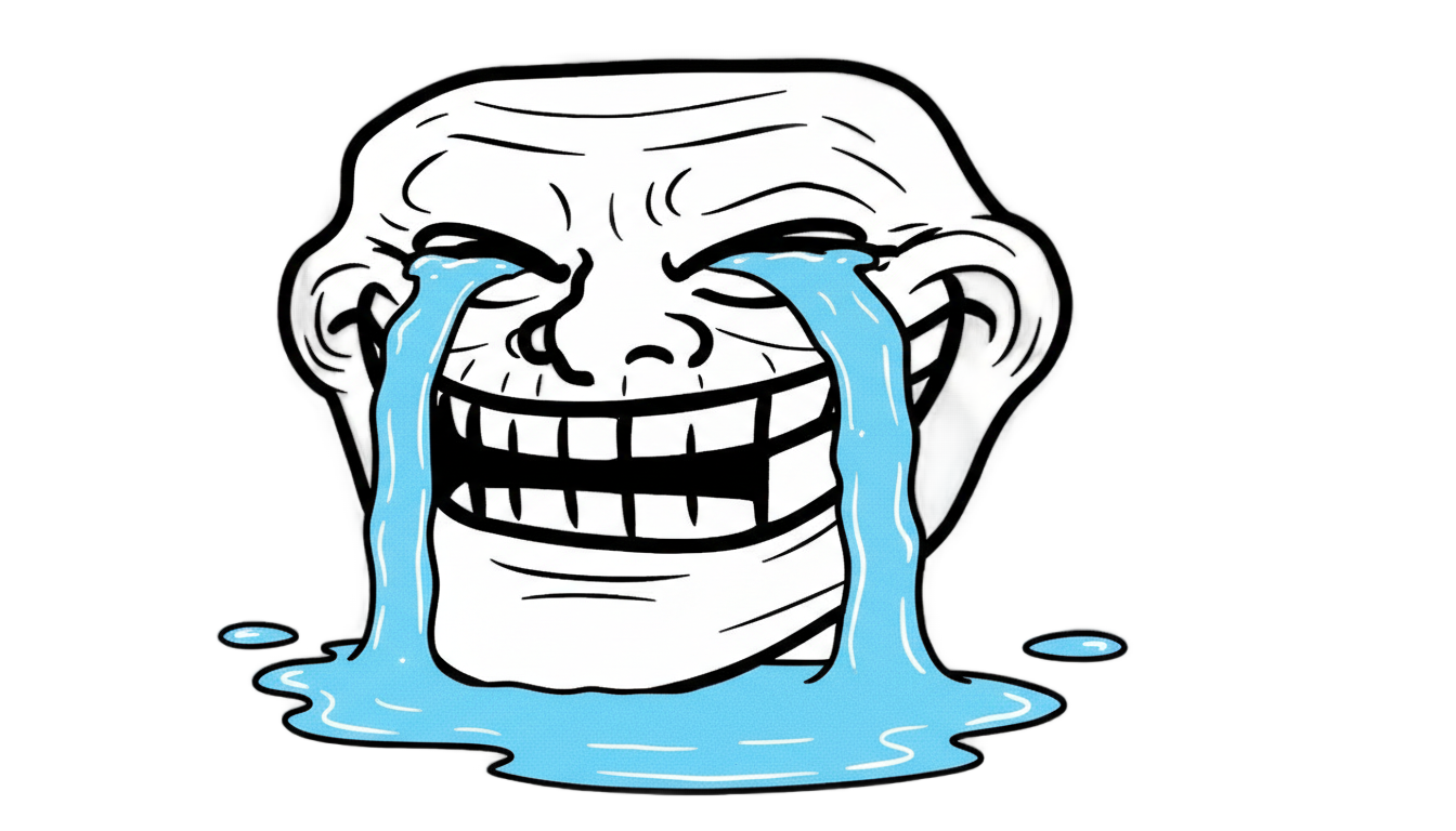 troll face crying png PNG transparent background