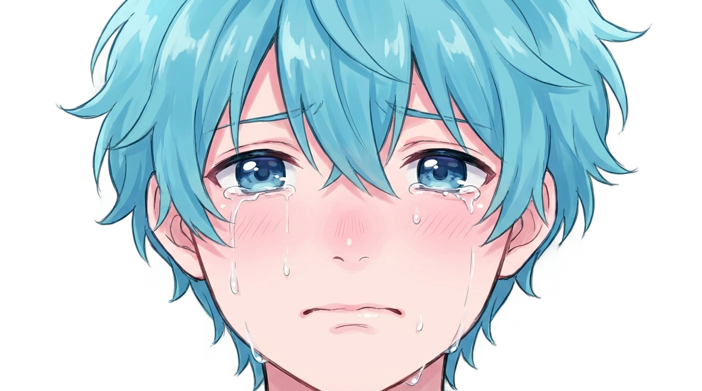 aqua crying face png PNG transparent background