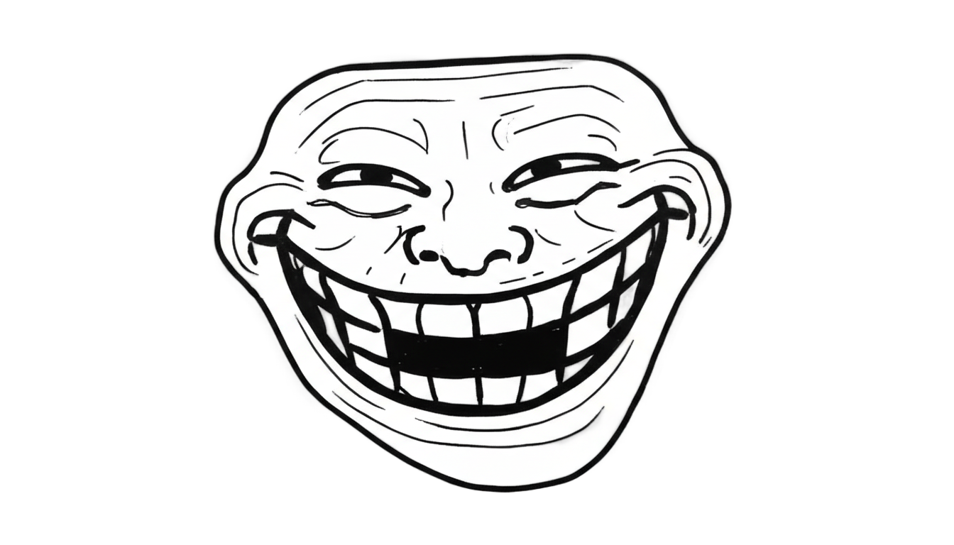 laughing troll face png PNG transparent background