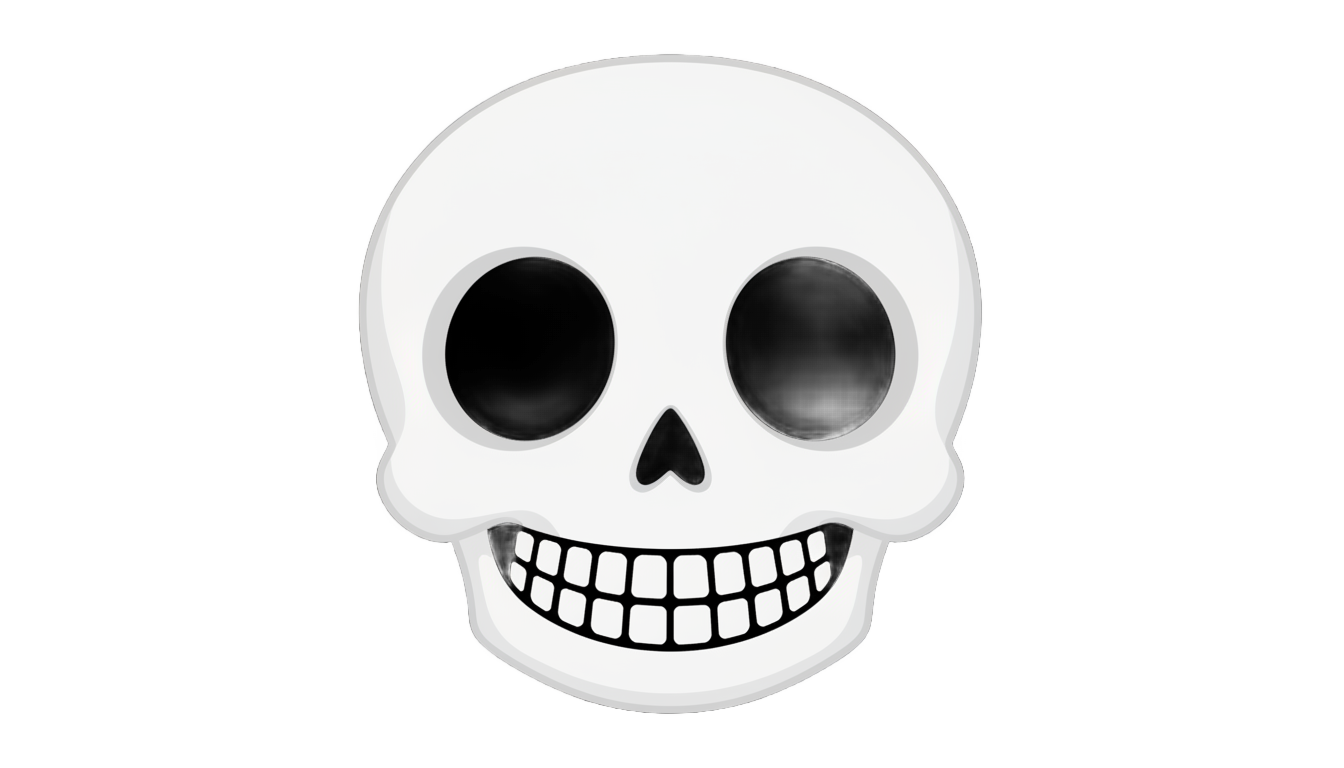 skull face emoji green screen png PNG transparent background