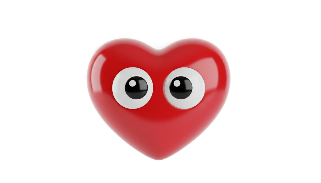 red heart with eyes png PNG transparent background