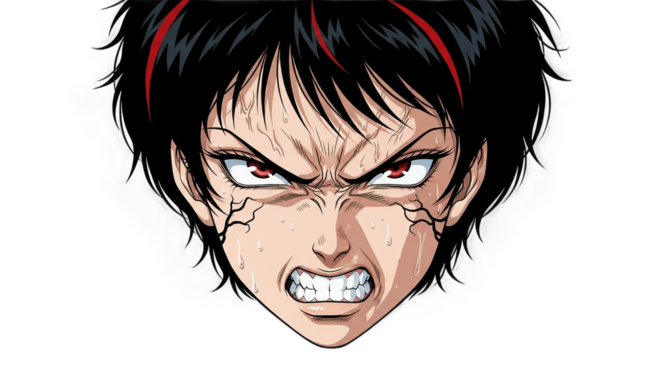 anime angry face png PNG transparent background