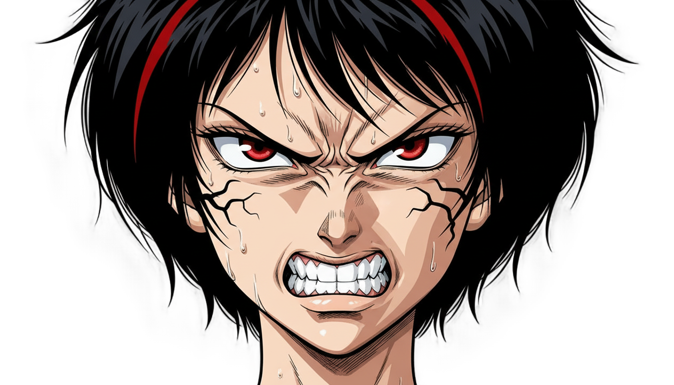 anime angry face png PNG transparent background