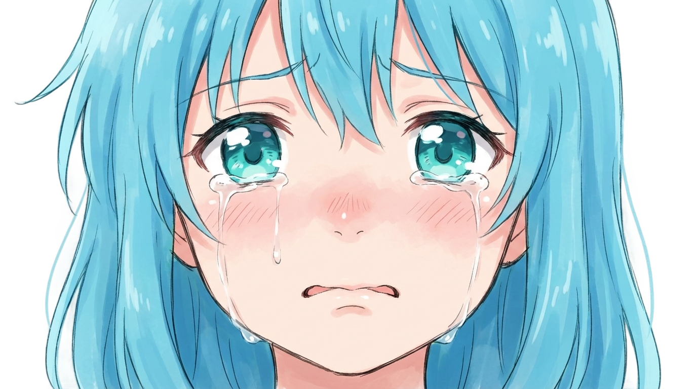 aqua crying face png PNG transparent background