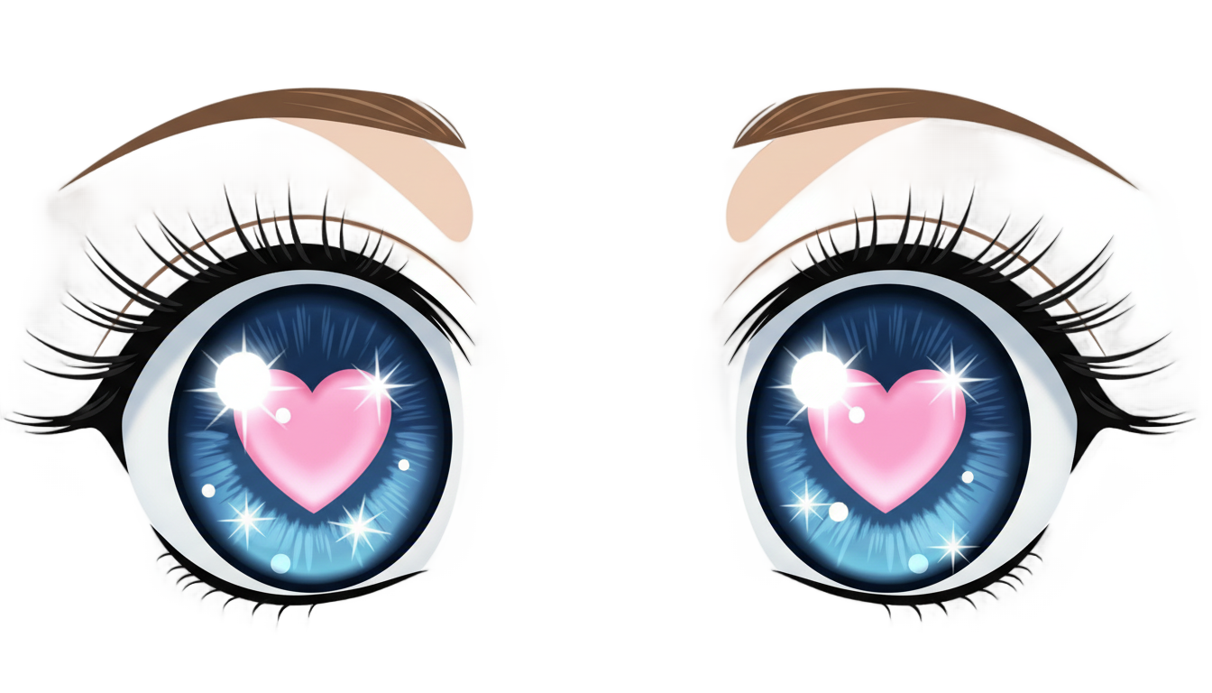 anime heart eyes png PNG transparent background