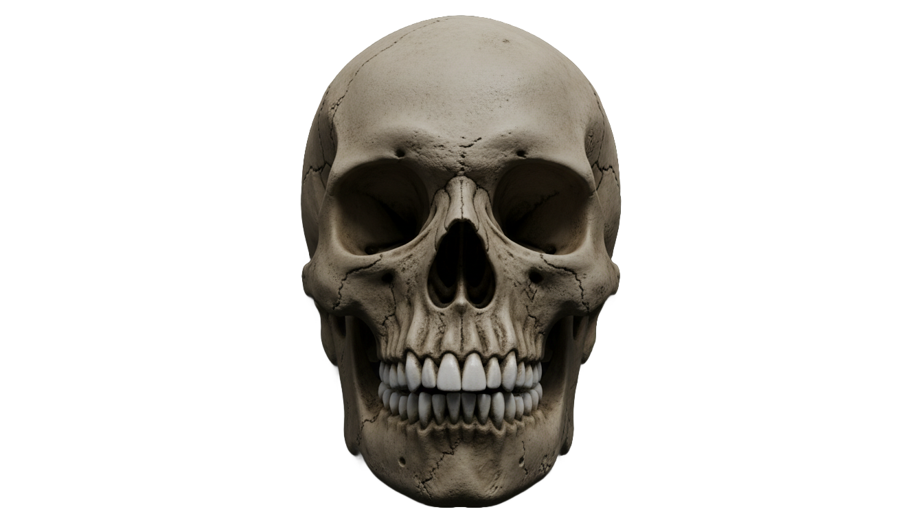 skull face green screen png PNG transparent background