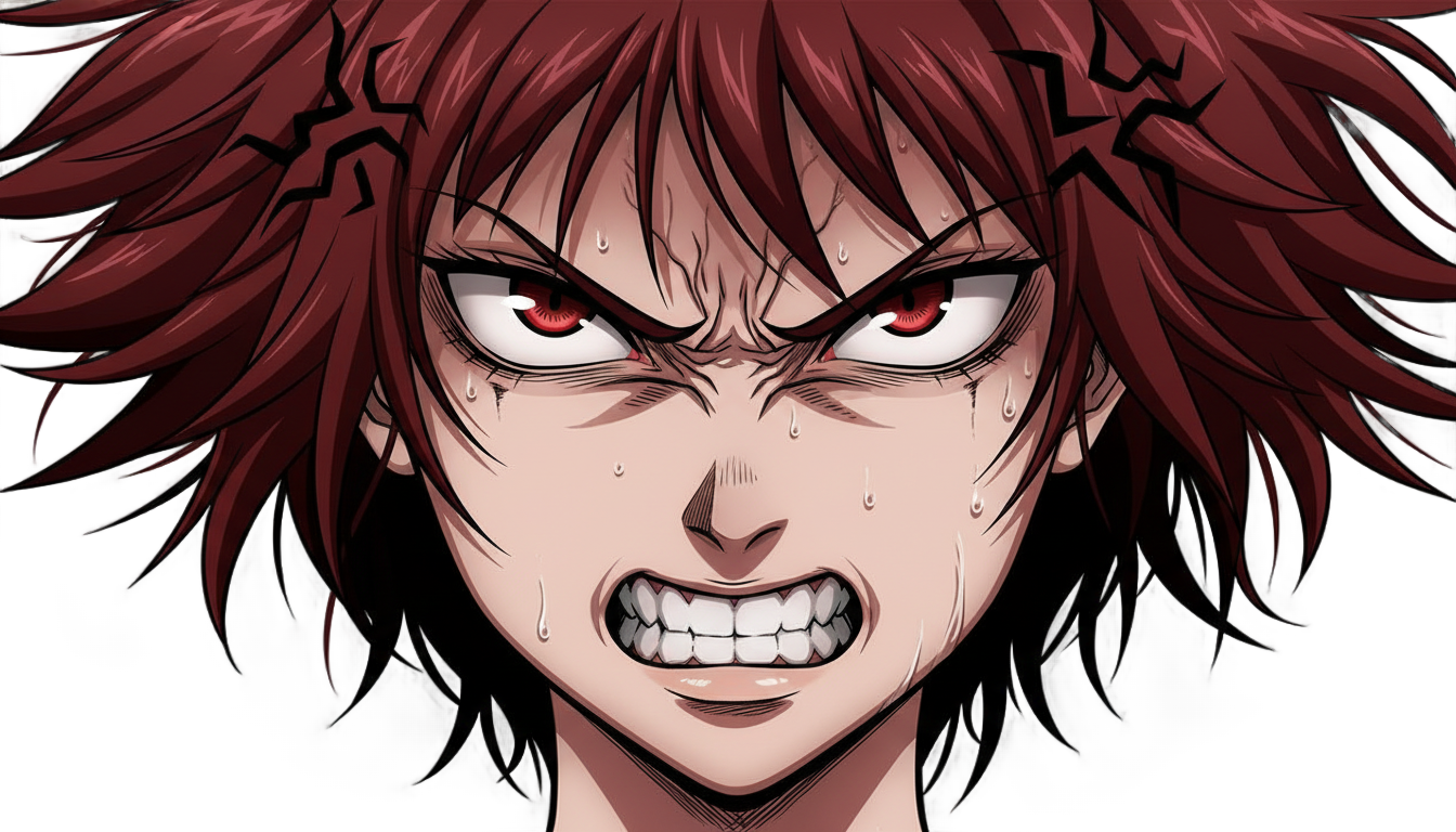 anime angry face png PNG transparent background