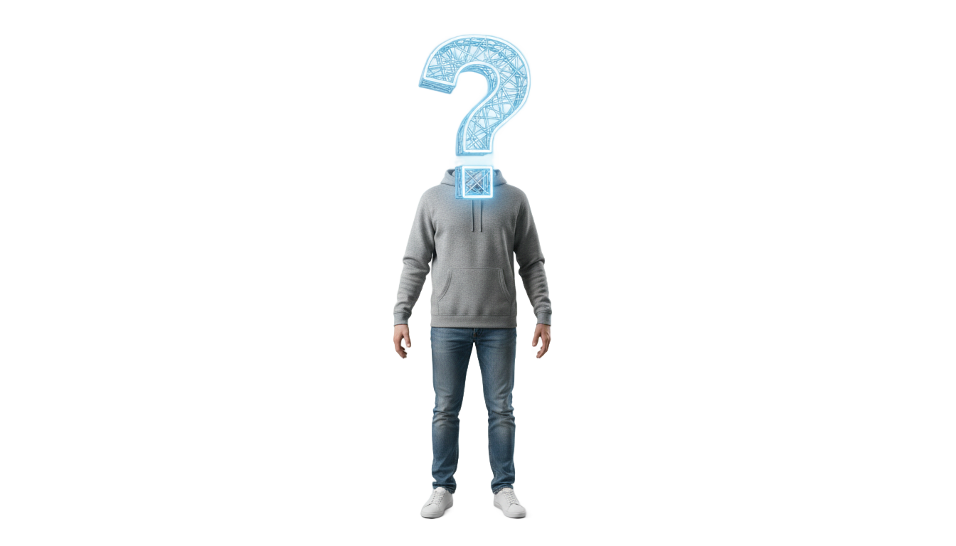 person with question mark on face png PNG transparent background