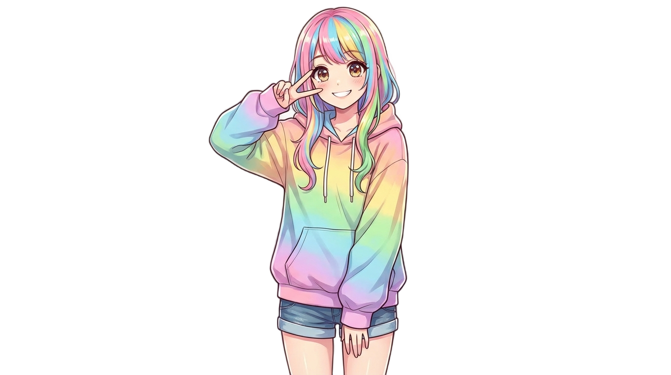 anime girl peace sign png PNG transparent background