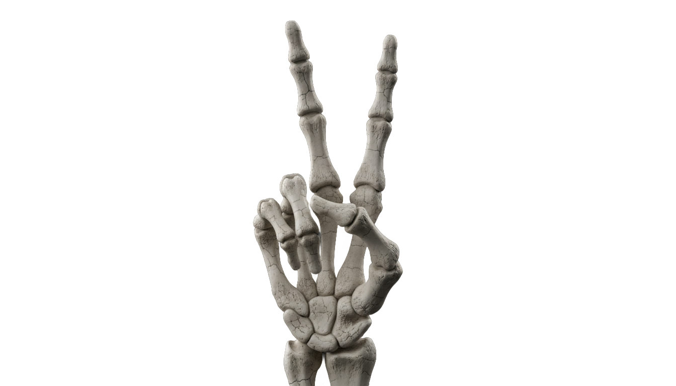 skeleton hand peace sign png PNG transparent background