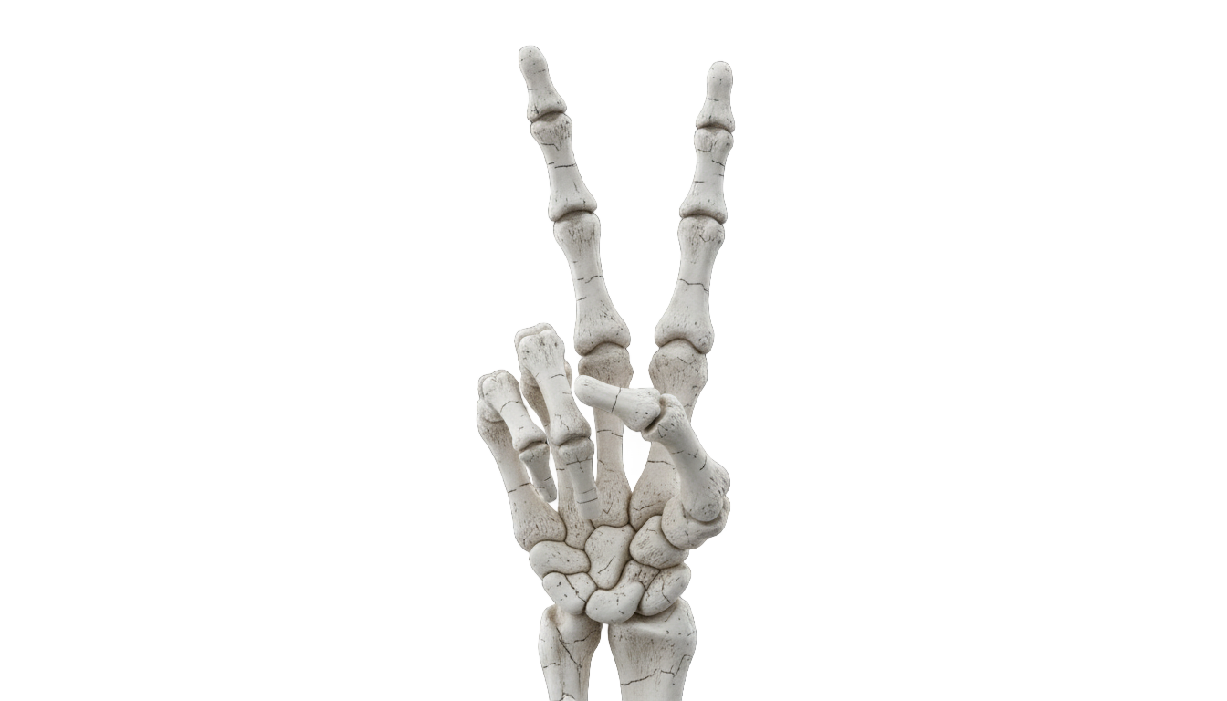 skeleton hand peace sign png PNG transparent background