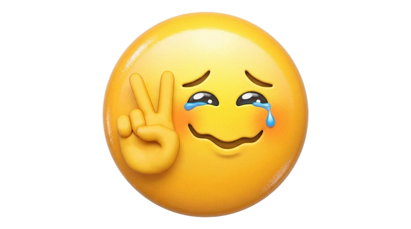 crying peace sign emoji png PNG transparent background
