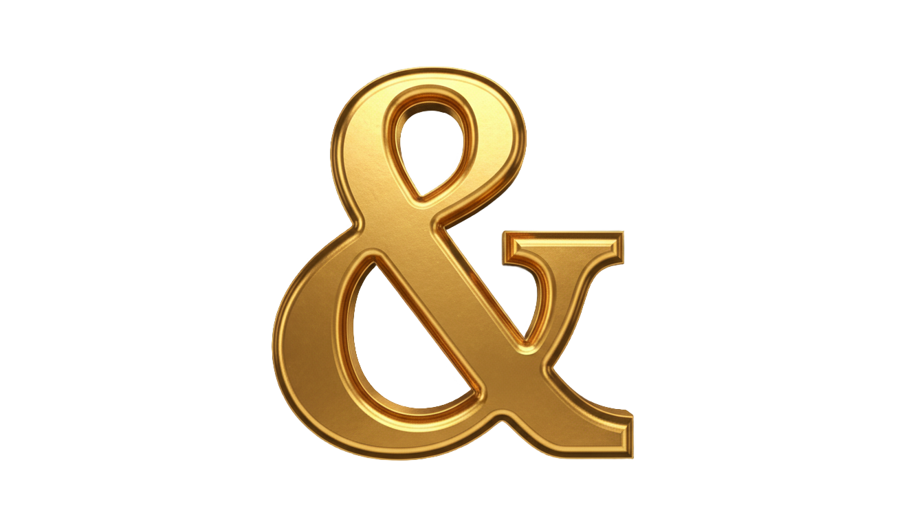 gold ampersand png PNG transparent background