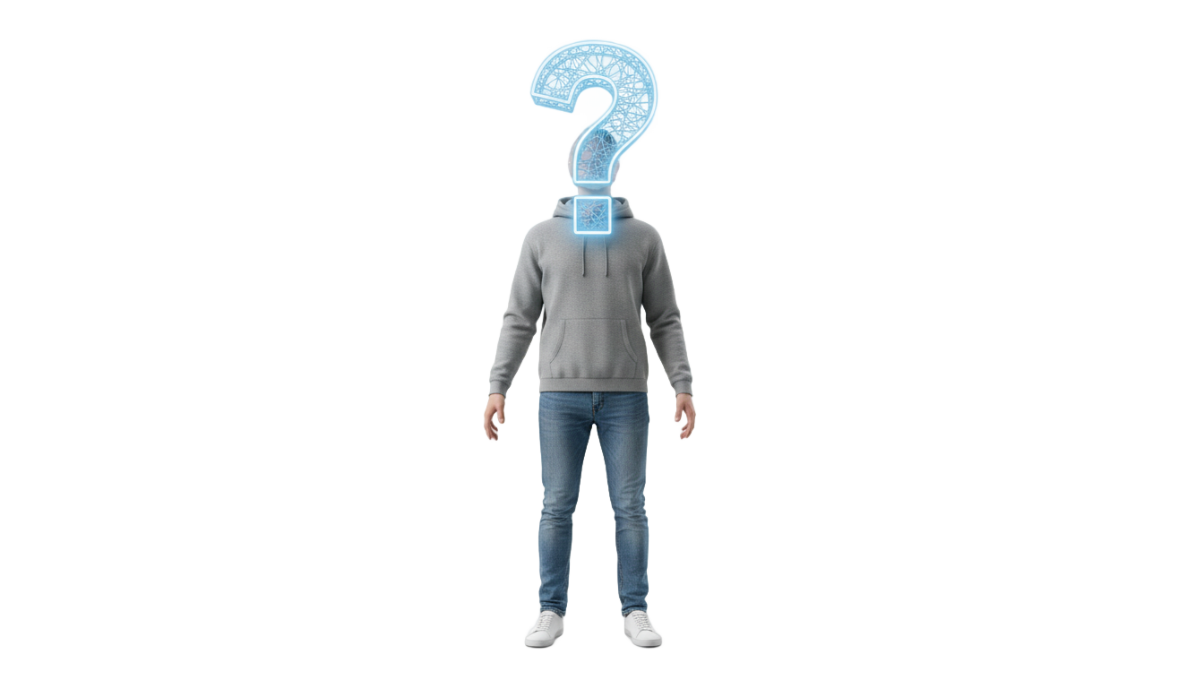 person with question mark on face png PNG transparent background