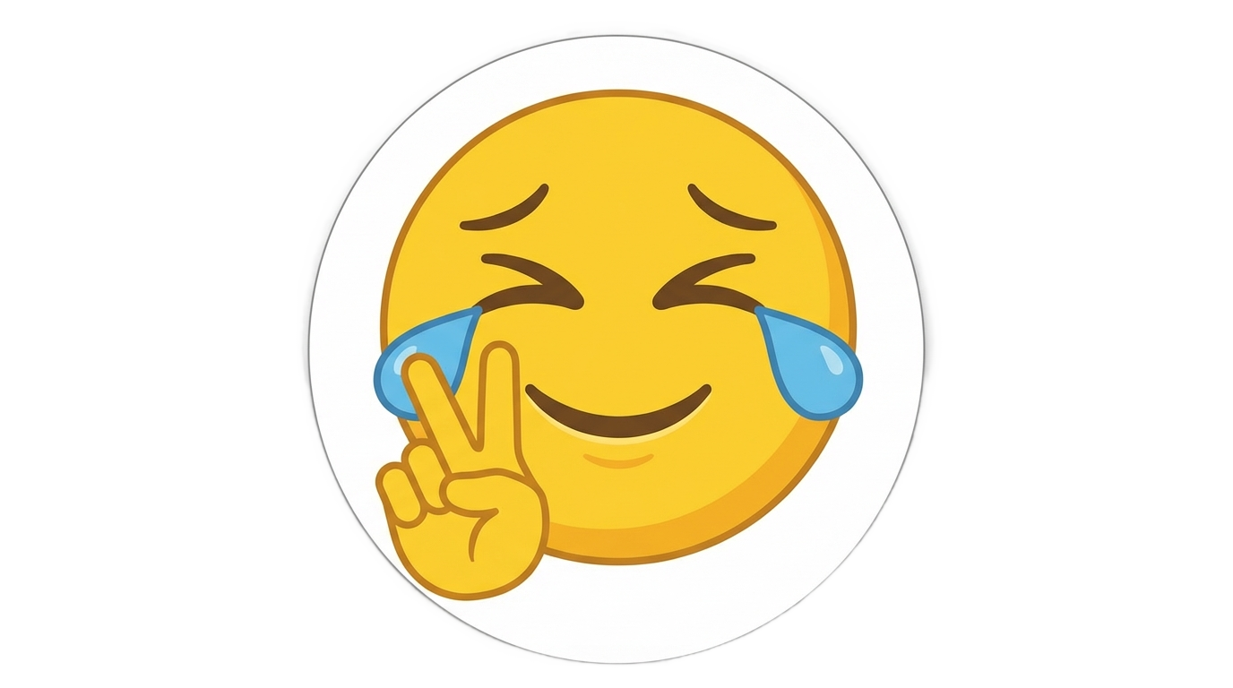crying peace sign emoji png PNG transparent background