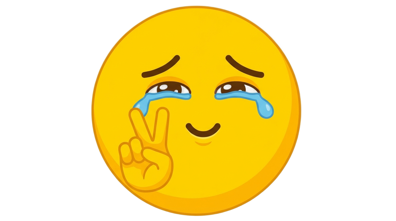 crying peace sign emoji png PNG transparent background