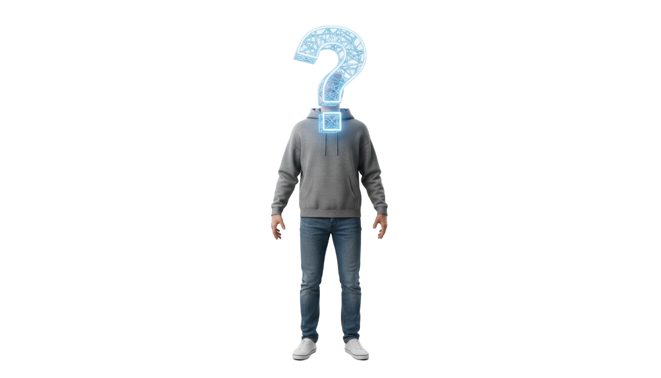 person with question mark on face png PNG transparent background