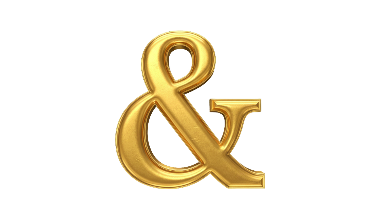 gold ampersand png PNG transparent background
