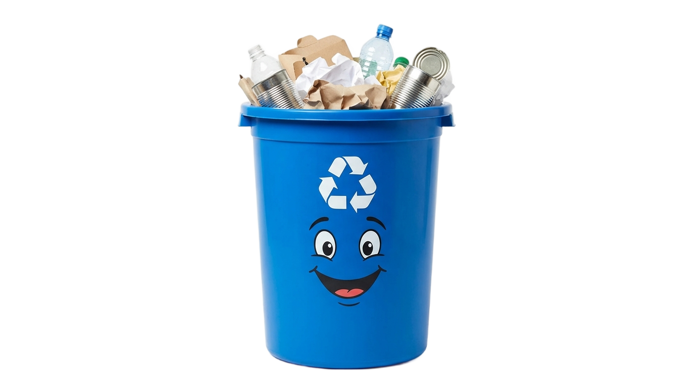 cartoon recycling bin png PNG transparent background