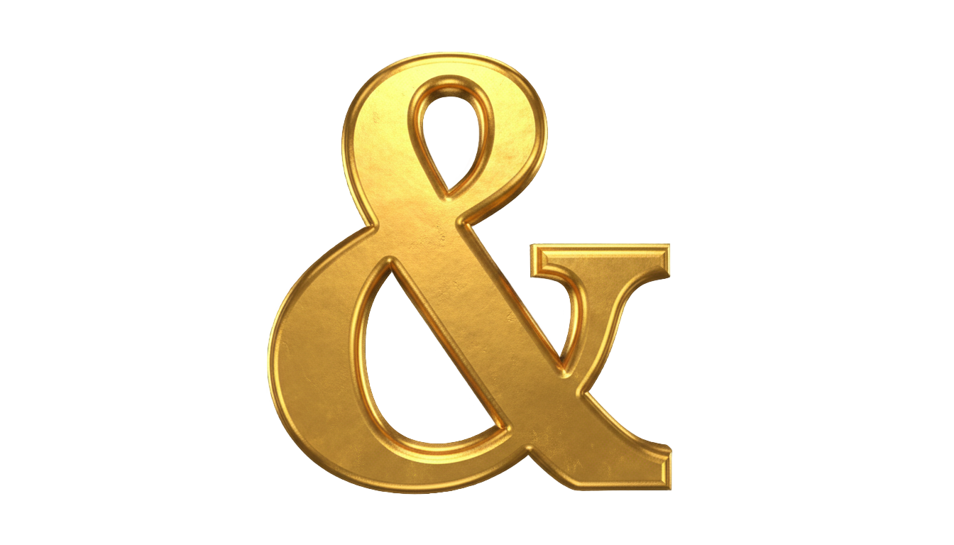 gold ampersand png PNG transparent background
