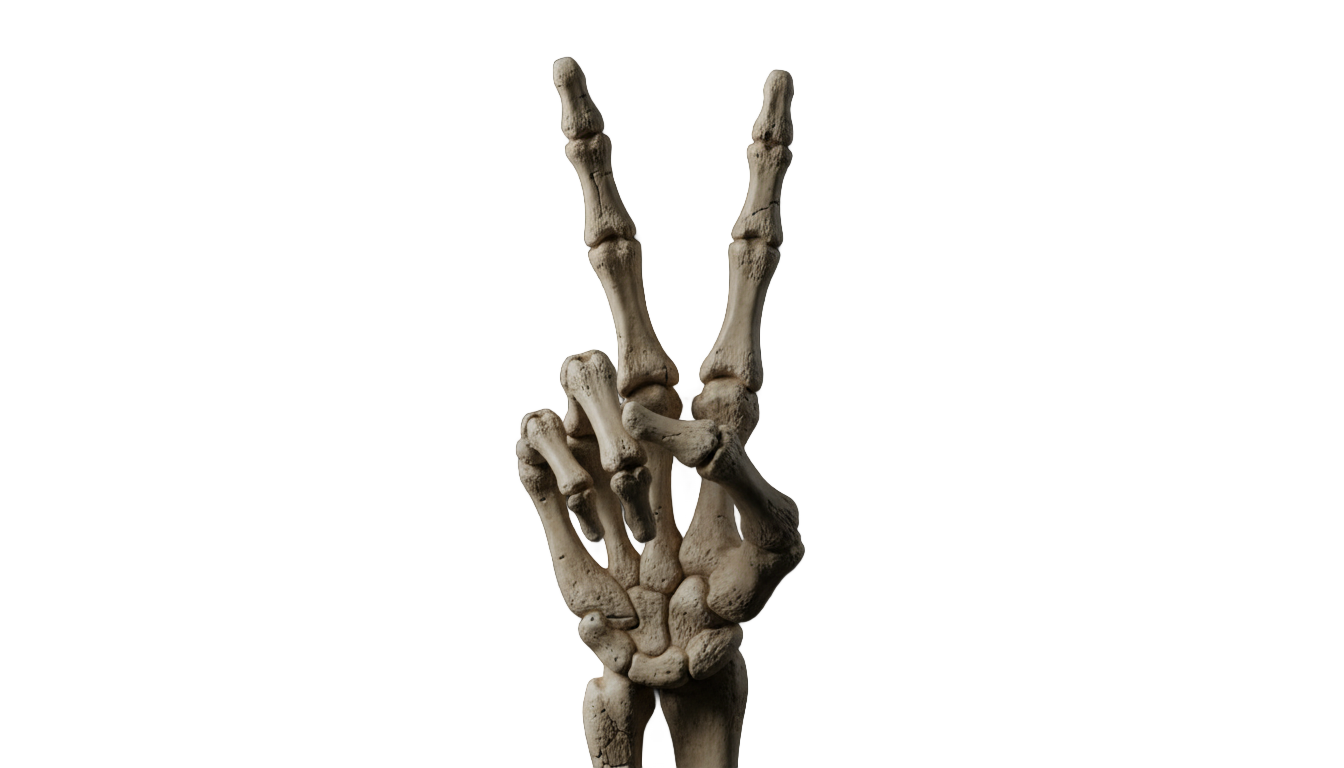 skeleton peace sign png PNG transparent background
